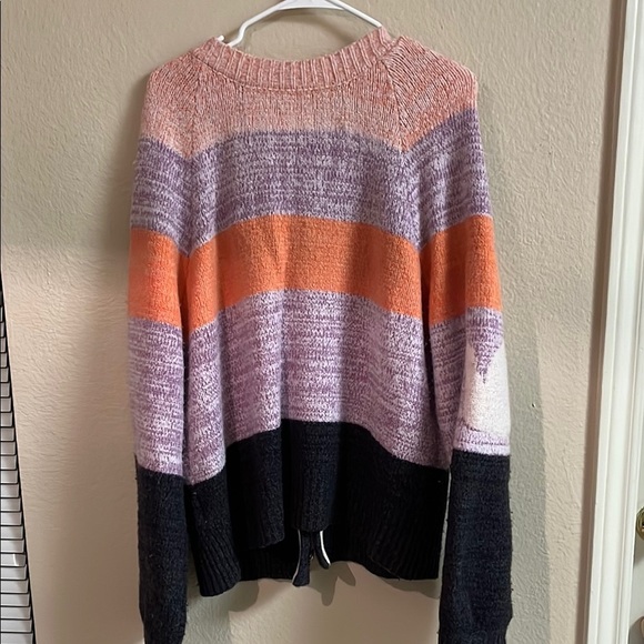 Maeve Pink and Orange Striped Cardigan Sweater - Picture 4 of 4